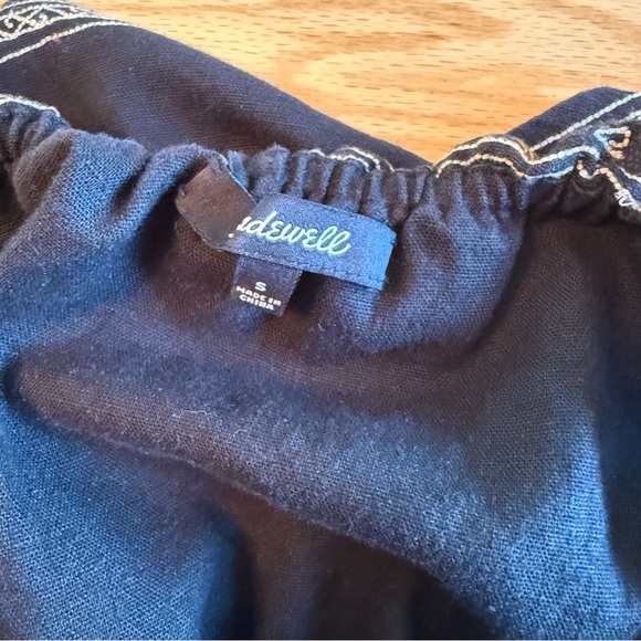 Madewell Linen Blend Embroidered Tier Black Boho Mini Dress Small - Picture 9 of 11